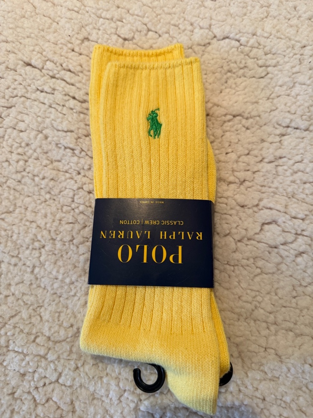 Polo by Ralph Lauren Yellow Crew Socks with Green Pony Logo